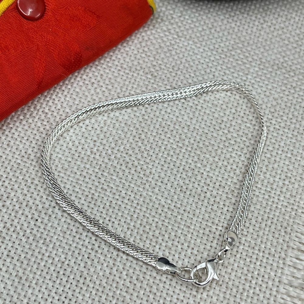 Vintage Silver-Tone Snake Chain Bracelet – 8.25" - Picture 6 of 17
